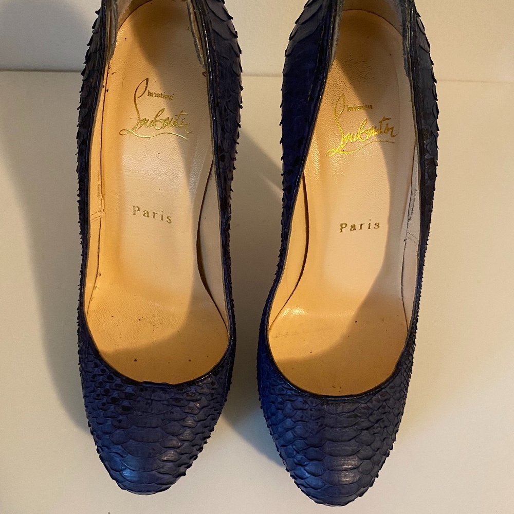 Navy Blue Python Louis Vuitton Heels